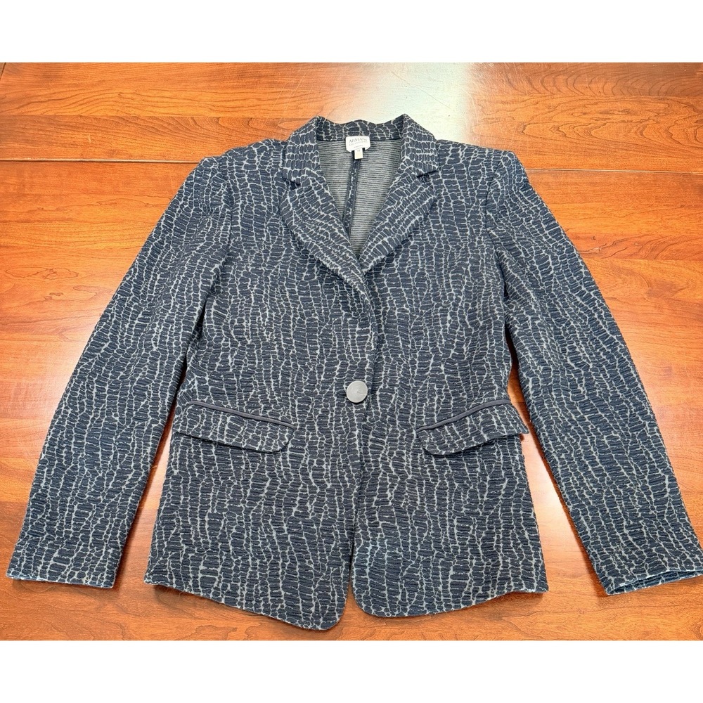 Armani Collezioni Snake Print Jersey Blazer Jacket Gray Black Single Button Sz44